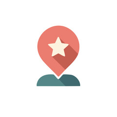 Star Location Pin Flat Icon Illustration for Digital Map Navigation and UI Design