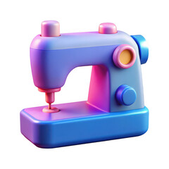 Stylized 3d sewing machine icon with vibrant colors transparent background