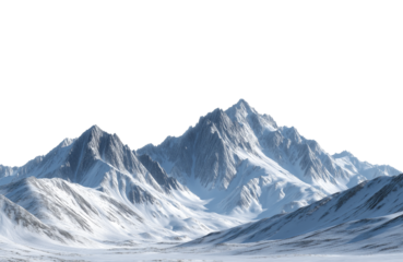 Majestic snowcapped mountain peak isolated on transparent background, a breathtaking landscape of natures grandeur and beauty