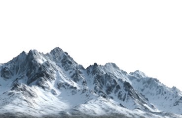 Majestic snowcapped mountain peak isolated on transparent background, a breathtaking landscape of natures grandeur and beauty