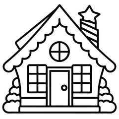 Gingerbread House line art vector