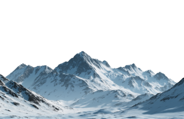 Majestic snowcapped mountain peak isolated on transparent background, a breathtaking landscape of natures grandeur and beauty