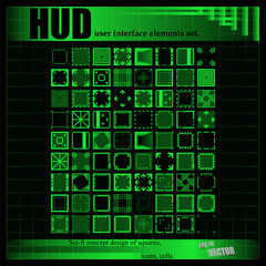 A futuristic set of elements for the user interface and video games.Sci-fi concept design of squares, icons.A set of elements for the dashboard of cars, motorcycles,and aircraft.