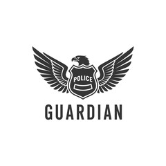 Obraz premium Eagle wings police logo design. Guardian emblem.
