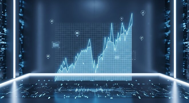 Futuristic Stock Market Chart Display in a Modern Digital Environment
