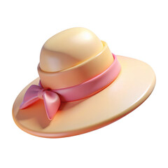 Elegant 3d icon of a wide-brimmed sun hat transparent background