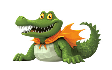 Obraz premium Cartoon Crocodile wearing on white background,png
