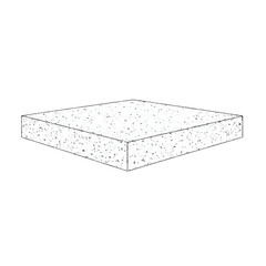 A minimalist vector illustration features a rectangular granite countertop block, precisely rendered with a subtle dotted texture pattern, emphasizing clean lines and modern simplicity.