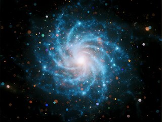 Fototapeta premium Explore the Stunning Beauty of a Swirling Galaxy with Vibrant Nebulae and Sparkling Stars for Your Next Sci-Fi Project or Cosmic Presentation, a Dynamic and Elegant Abstract Design