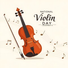 Fototapeta premium Stylized Vector Illustration of Violin – National Violin Day December 13