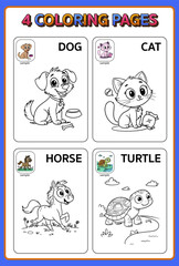 coloring page for kids in an animal cartoon theme