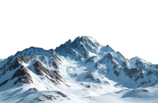 Majestic snowcapped mountain peak isolated on transparent background, a breathtaking landscape of natures grandeur and beauty