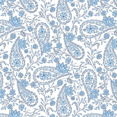 Blue Pottery Style Paisley Pattern