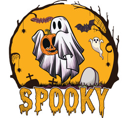 Spooky Ghost Halloween T-shirt Design
