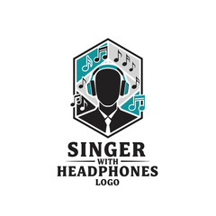 Obraz premium Modern logo design for a singer, featuring headphones and musical notes.