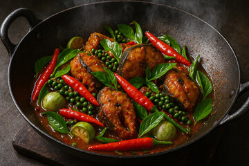 Pad Phed Pla Duk (Spicy Stir-Fried Catfish with Thai Herbs)