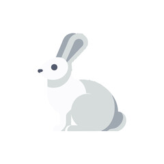 A cute, stylized rabbit sitting gracefully on a white background, ideal for children's illustrations