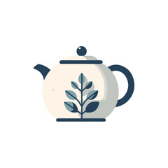 A decorative teapot adorned with a leaf design, set against a minimalist background