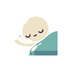 A serene cartoon baby peacefully sleeping in a cozy blanket, with a soft background ambiance