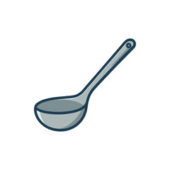 A sleek, modern ladle resting on a clean kitchen countertop, surrounded by cooking utensils and ingredients