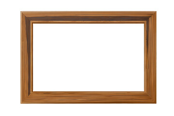 Wooden Picture Frame Isolated on White Transparent Background with Shadow
