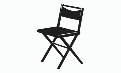 Folding chair silhouette, Folding wood chair illustration silhouette furniture vector, portable seating vector, black and white illustration