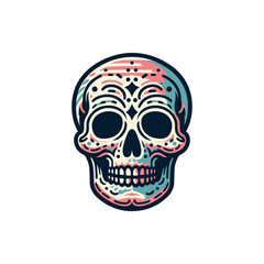 Fototapeta premium Colorful artistic skull design featuring intricate patterns and vibrant hues