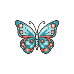Colorful butterfly illustration with intricate patterns and vibrant colors on a white background