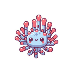 Colorful cartoon jellyfish with playful expression, floating in a whimsical underwater scene