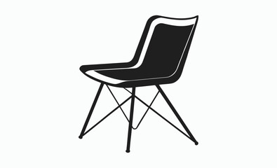 Folding chair silhouette, Folding wood chair illustration silhouette furniture vector, portable seating vector, black and white illustration