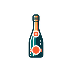 Colorful illustration of a champagne bottle with abstract design elements, suitable for celebration themes