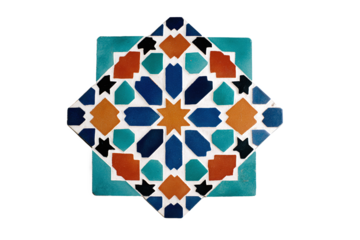 Moroccan Zellige Tile Geometric Star Pattern isolated on white transparent background
