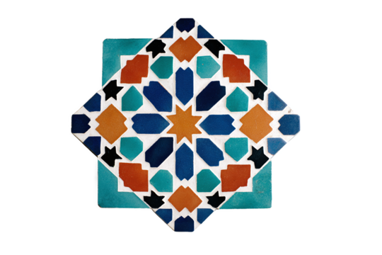 Moroccan Zellige Tile Geometric Star Pattern isolated on white transparent background