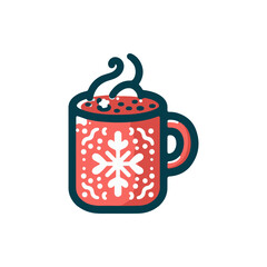 Cozy winter mug filled with hot chocolate, topped with marshmallows, against a simple background