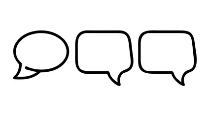 Fototapeta premium Three speech bubbles in a row, simple black outline, , perfect for adding text or quotes to your designs