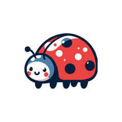 Fototapeta premium Cute cartoon ladybug character with a smiling face on a white background, ideal for children's illustrations