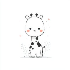 Cute Cartoon Giraffe Character with Adorable Expressions and Decor