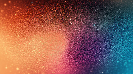 Colorful Abstract Glitter Dust with Gradient from Orange to Blue. Vibrant Sparkling Background
