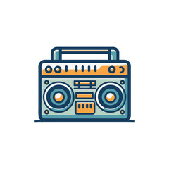 Retro-style boombox illustration showcasing vibrant colors and detailed design, ideal for music-themed projects
