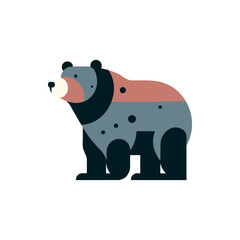 Fototapeta premium Stylized bear illustration showcasing vibrant colors and geometric shapes against a minimal background