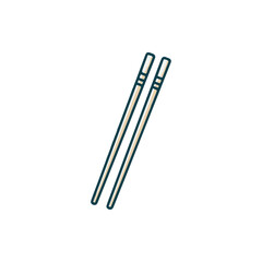 Two elegant chopsticks resting on a table, with a blurred background of a dining setting