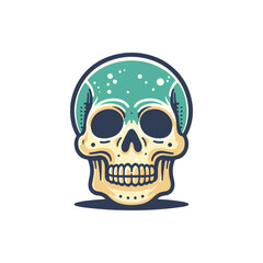 Vibrant and Artistic Skull Illustration with a Colorful Top and Clean Background