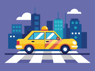 Naklejka premium Flat Design City Taxi Cab Side View Graphic