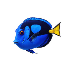 Blue Tang Fish Isolated on White Background"