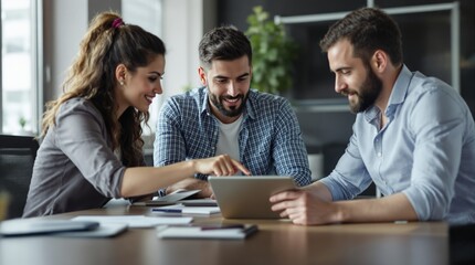 Modern Business Team Collaboration on Tablet