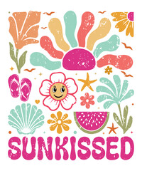Boho Flowers Sunkissed SVG, Summer SVG
