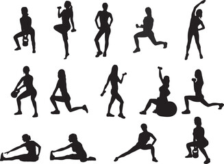 set of silhouettes of people