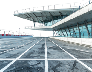 Empty Professional Racetrack Arena with Contemporary Stadium Grandstand, Transparent Background