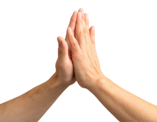Male and Female Hands in High Five Gesture, Transparent Isolated PNG