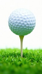 Golf ball with trajectory lines, isolated on white, distance, speed, lines